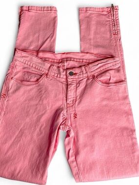 Ksubi bubblegum pink skinny silhouette stretch denim jeans ankle zippers